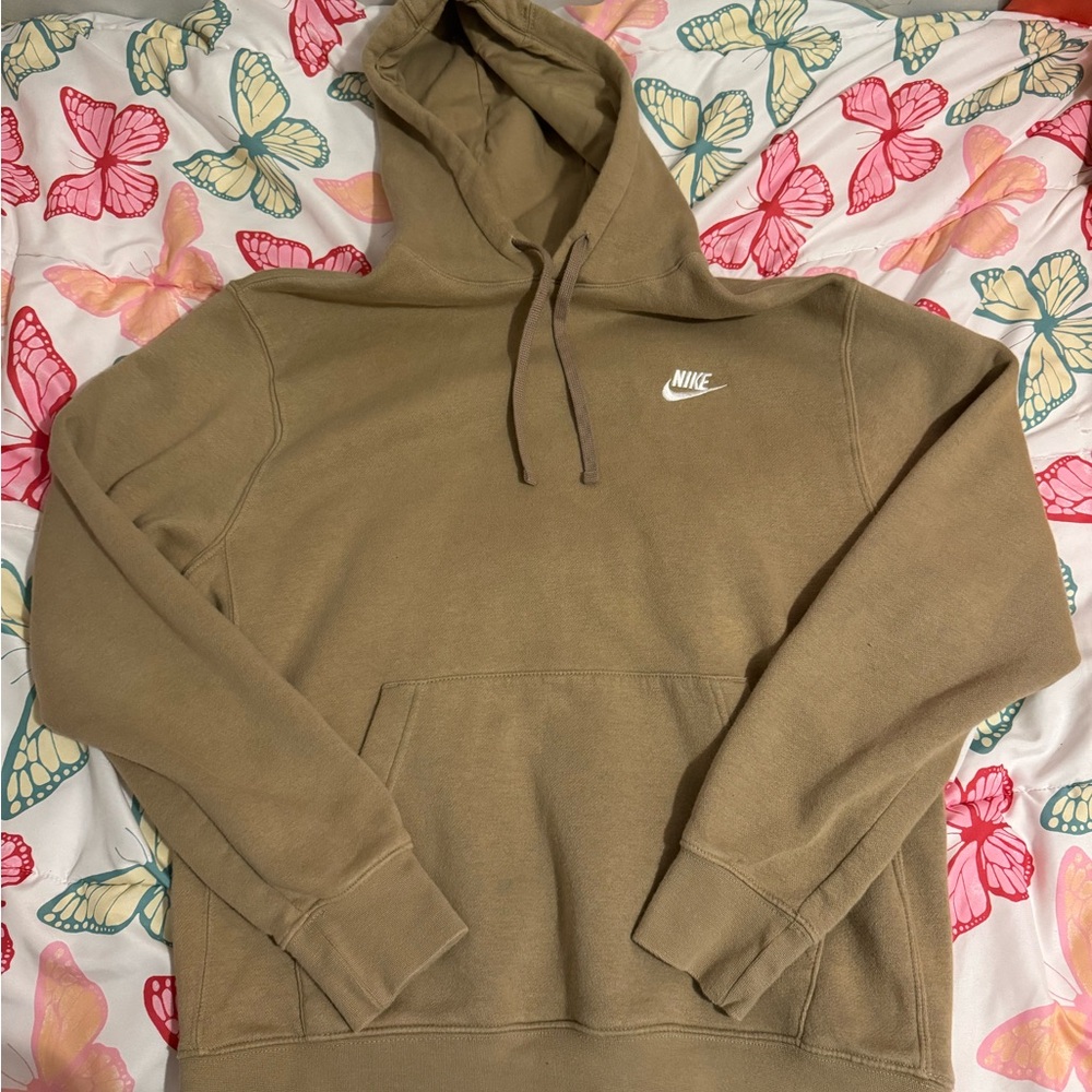 Nike Olive/Tan Pullover Hoodie with White Swoosh